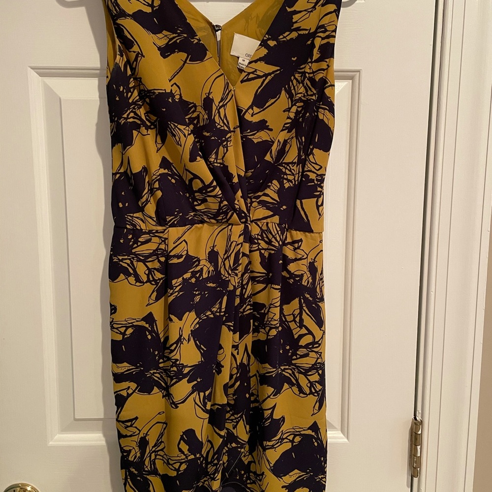 Yellow and navy floral dress